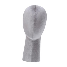 perfeclan Velvet Wig Head Hat Display Stand Freestanding Manikin Head for Beauty Salon or Shop Headphones Hairpieces Cap Hats Scarves, gray