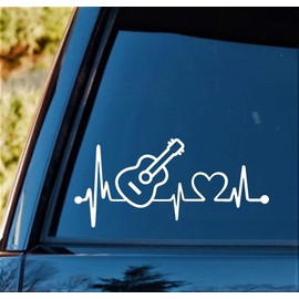 Bluegrass Decals K1068 Acoustic Guitar Heartbeat Lifeline Monitor Decal Sticker