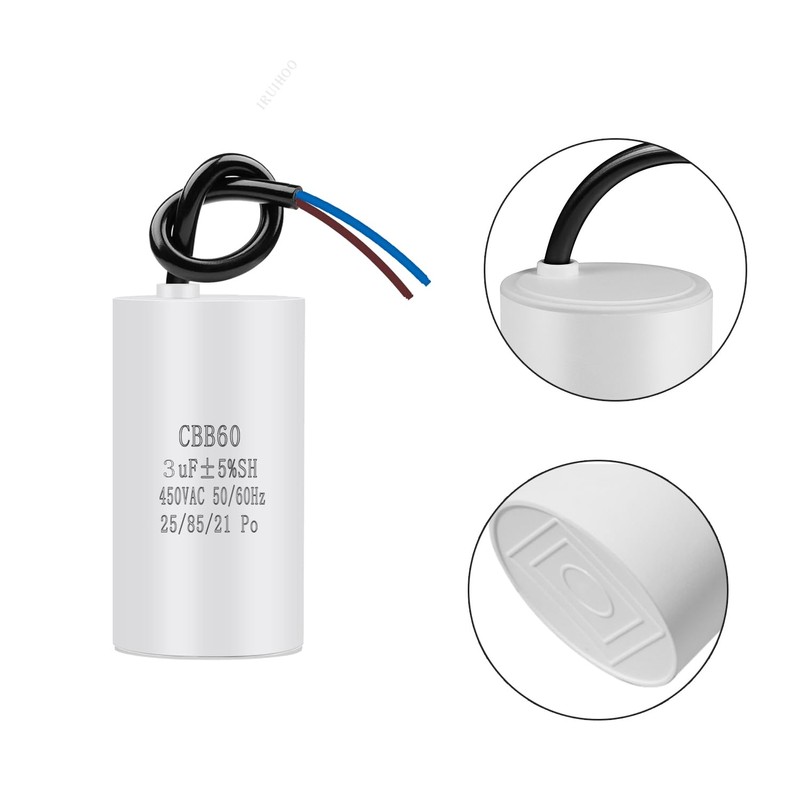 Iruihoo CBB60 450V 3uf 50/60HZ Starter Capacitor, Suppression Capacitor, Microfarad