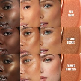 Maybelline Sunkisser Rubor Líquido Multiusos y Bronceador, Mezclable, Larga Duración, Maquillaje Brillante, Electric Bronze, 1 Unidad