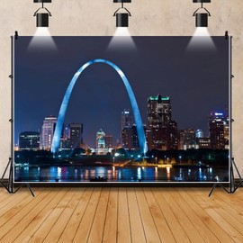 Pnylzzyxh St. Louis Arch Backdrop Missouri American World Famous Landmark Building Backdrop Landscape Portrait Photography Backdrop Banner Photo Background Studio Props 8x8ft
