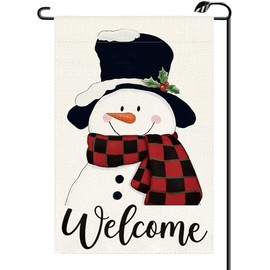 Winter Snowman Welcome Garden Flag 12x18 Inch Vertical Double Sided Christmas Small Flags Farmhouse Outside Decoration For Yard (ONLY FLAG) DJ39