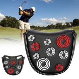 KUWUNG Putter Head Covers, Mallet Putter Headcover With Circle Embroidery, Premium Magnetic Closure, Half Round for Golf Headcover PU Leather Mallet Putters Cover for Driver/Fairway/Hybrid Father Gift