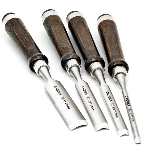 CAQUXIL 11" Wood Chisel Sets for Woodworking, Semi-Circular Edge Blade