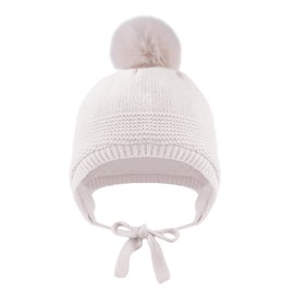 XIAOHAWANG Baby Winter Hat with Ears Warm Baby Hat Baby Girls Boys Winter Baby Hat Gloves Ear Flaps Hat with Fleece, white hat
