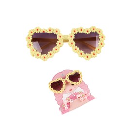 Saimiy Heart Daisy Sunglasses for Girls,Toddler Sunglasses Age 2-4,Suitable for Outdoor Activities and Parties（yellow）
