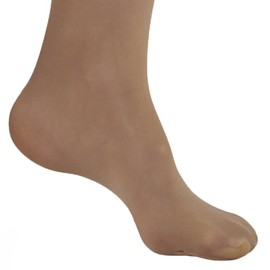 Ames Walker AW Style 74 Soft Sheer 8-15 mmHg Mild Compression Thigh High Stockings w/Band Natural Medium