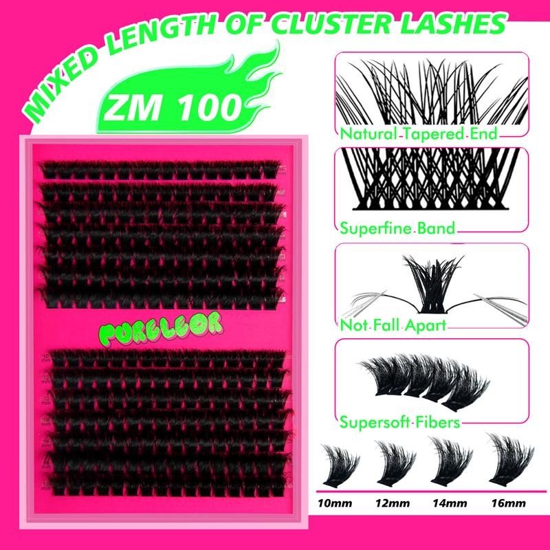 PURELEOR Lash Clusters Kit Fluffy 50D 80D 100D 150D Individual