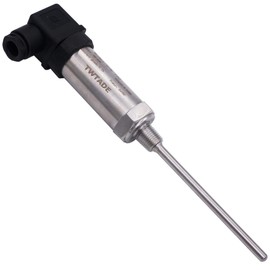 TWTADE Industrial Temperature Sensor Temperature Transmitter -50°C~+150°C, 2-Wire 4-20mA Signal Output 1/4" NPT, Male Thread, Probe Rod Length: 150MM
