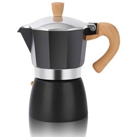 ShanSon Moka Pot Stovetop Espresso Maker 6 Cup 10 oz Italian Coffee Maker Manual Cuban Coffee Percolator Machine Italian Espresso Greca Coffee Maker for Cappuccino or Latte,Black