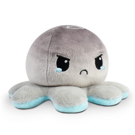 TeeTurtle | Reversible Octopus Plushie | Light Blue Snowflake + Gray Cloud | Happy + Angry | Show Your Mood Without Saying a Word!