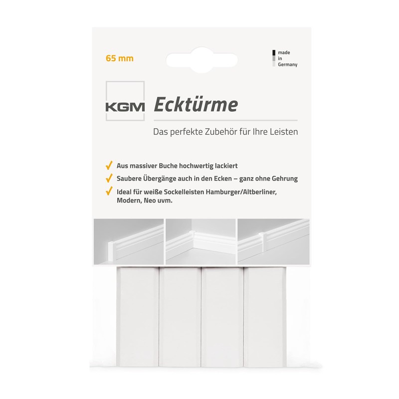 KGM Skirting Board Connectors – White Varnished Surface – For