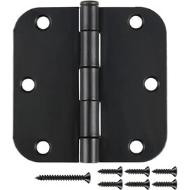 6 Pack Matte Black Door Hinges Black 3 1/2 Interior Door Hinges 3.5 Inch with 5/8” Radius Corners 3 ½"x 3 ½" Mat Black Hardware Controls JIW Garage Factory