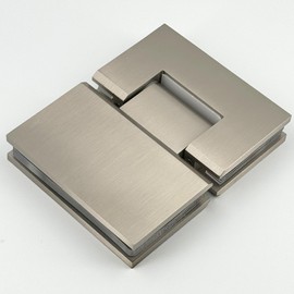 NovaNectar Brass Glass Door Hinge,180 Degree Heavy Duty Short Back Plate Hinges, Shower Door Hardware Replacement for 5/16" to 1/2" (8 to 12 mm) Tempered Glass, Brushed Nickel