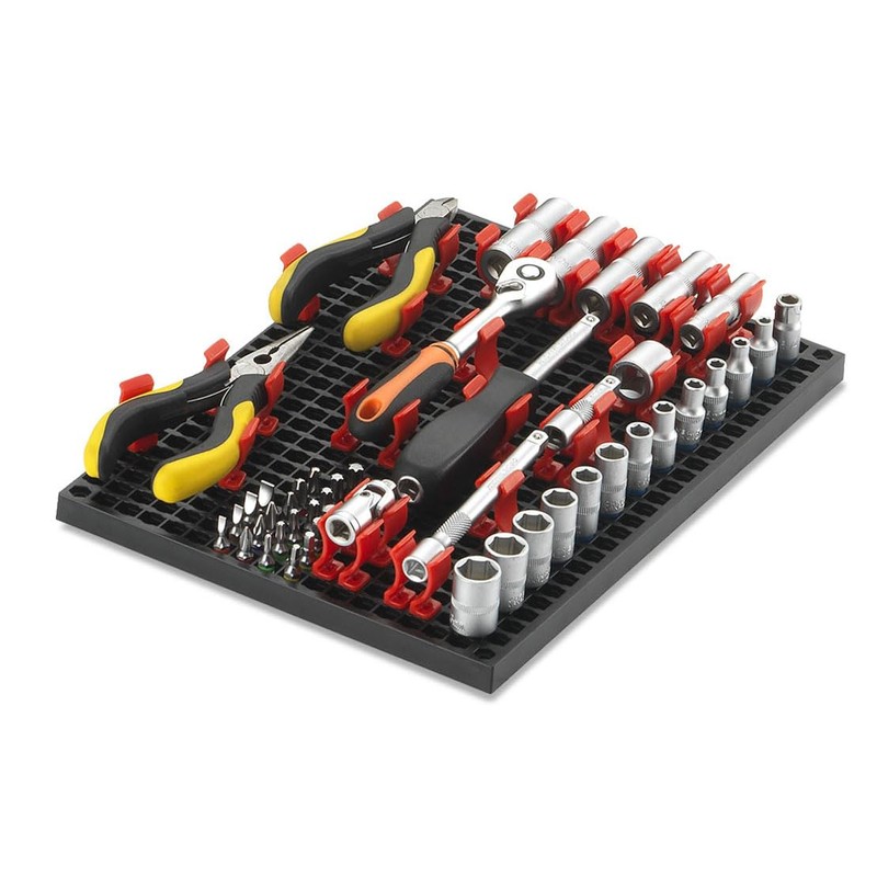 FREE ZONE 68-Piece Large Pegboard Tools Organizer Set,(Red) Tool Box