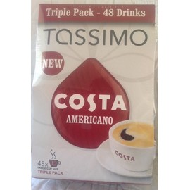 NEW Tassimo Costa Americano Triple Pack - 48 drinks large size only from worldwidemart