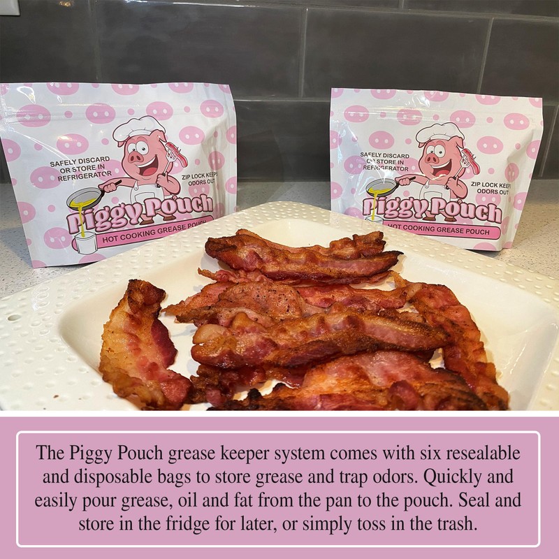 Piggy Pouch Bacon Grease Container Trapper Storage Bags Oil Keeper,
