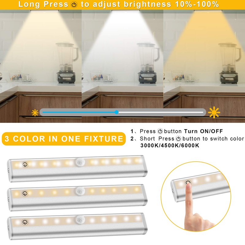 Remote Control Under Cabinet Lighting Wireless 6 Pack, 20-LED Dimmable