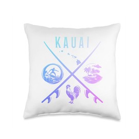 Kauai Hawaii Surf Hawaiian Souvenir Surfer Throw Pillow