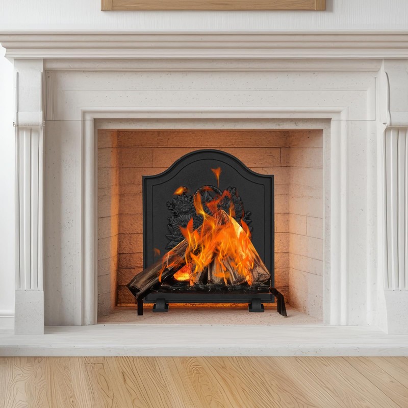 Firebacks for Fireplace,Cast Iron Fireback with Feet,Fireplace Back Plates,Heat Insulation
