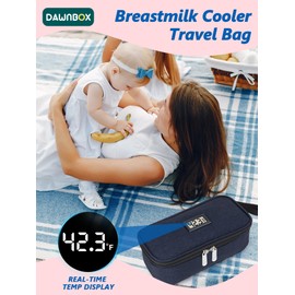 DawnBox Breast Milk Cooler Travel Bag with Real-Time Temp Display - Holds 20oz Breastmilk Storage Bag & Cooling, Portable Breast Milk Cooler Bags with 2 Ice Packs for Breastmilk Storage (Light Green)