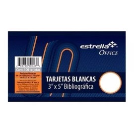 Estrella Tarjetas Bibliográficas Blancas 3 X5  Estrella Paquete C/100