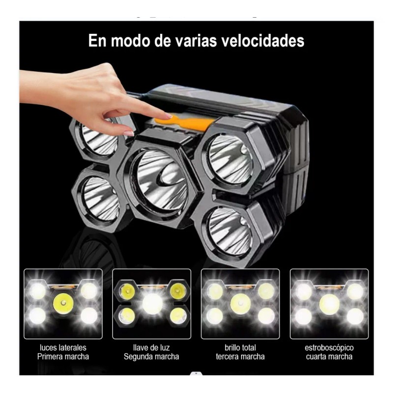 2pcs Lámpara Cabezas Recargable Usb 5 Led Lampara Minera Blanco