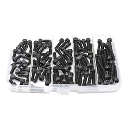 iExcell 100 Pcs SAE #8-32 x 3/8", 1/2", 5/8", 3/4", 1" Alloy Steel 12.9 Grade Hex Socket Head Cap Screws Bolts Assortment, Black Oxide Finish