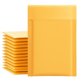 Kraft Bubble Mailers, Self-Seal Padded Envelopes, Yellow, Bulk Pack Shipping Supply 25/50/100 PCS- Vinyl Record Sleeve(50, 12x14 Inch)