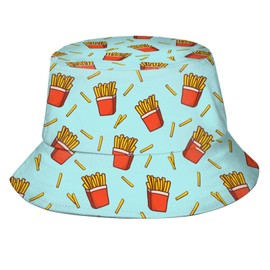 Bucket Hat Packable Breathable Sun Hats for Women Men Teens Unisex Summer Travel Beach Fisherman Cap, Cute French Fries, One Size