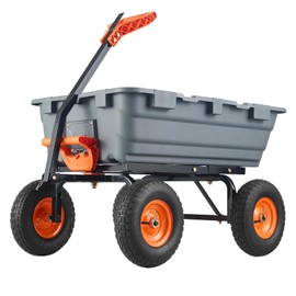 900 Lbs Garden Dump Cart with 10In Tires, Heavy Duty Poly Yard Cart with 180°Rotating Handle and Quick Release System, Utility ATV Trailer for Plants, Soil, Sand, in Courtyard, Farm