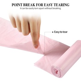 5 rollos de bolsas de basura pequeñas – 100 unidades transparentes de 4 galones pequeñas bolsas de basura para el hogar, oficina, cocina, papelera, baño, dormitorio (rosa)