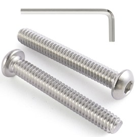 VGBUY 30Pcs 1/4-20 x 2" Button Head Socket Cap Bolts Screws, 304 Stainless Steel 18-8, Allen Hex Drive, Bright Finish, Fully Threaded, Hex Spanner Included (VG30310)
