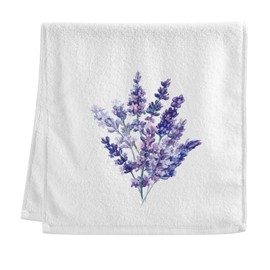 Dallonan Soft Cotton Face Wash Towels Lavender Flowers Spring Watercolor Purple Bath Hand Towels for Working Out Bathroom Decorative Set of 2 for Guest Shower 16x30 Inches