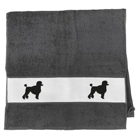 Huuraa Towel Poodle Silhouette Gift 50 x 100 cm Graphite Cotton Poodle Present