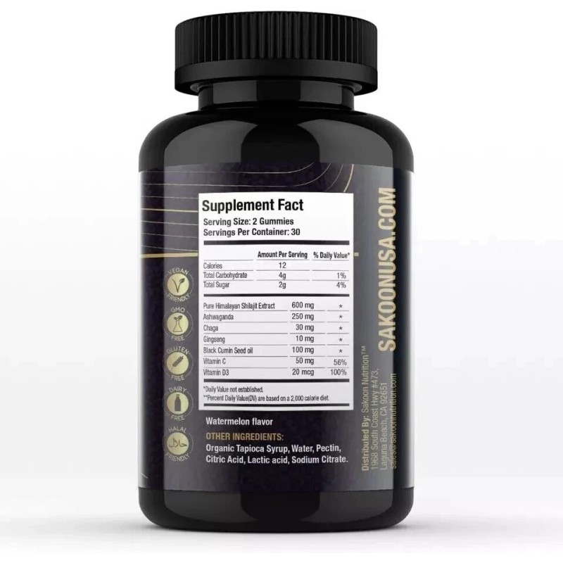 Sakoon nutrition Pure Shilajit Gummies with Black Seed Oil -