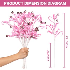 Super Holiday 12PCS Christmas Tree Decoration, Pink/White Christmas Ornaments Artificial Berry Picks and Sprays Stems Branches Picks Twigs, for Xmas Tree Vase Filler Home Holiday Decor