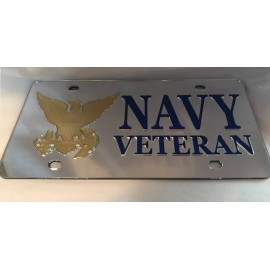 Unbranded Navy Veteran Inspired Acrylic Mirror License Plate Made in USA