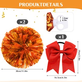 Nuyoah Cheerleader Pompoms Cheerleading Pack of 2 Cheerlead Pompoms Cheerleading Pong Pongs Cheerleader Pom Poms Cheerleading Metal Foil for Sports Competition Carnival Parties