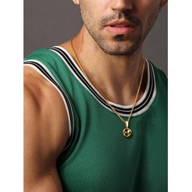 Soccer Pendant Necklace, Fashion Sport Jewelry for Women Men Lucky Charm Pendant & Chain 18K Gold Plated Football Necklaces