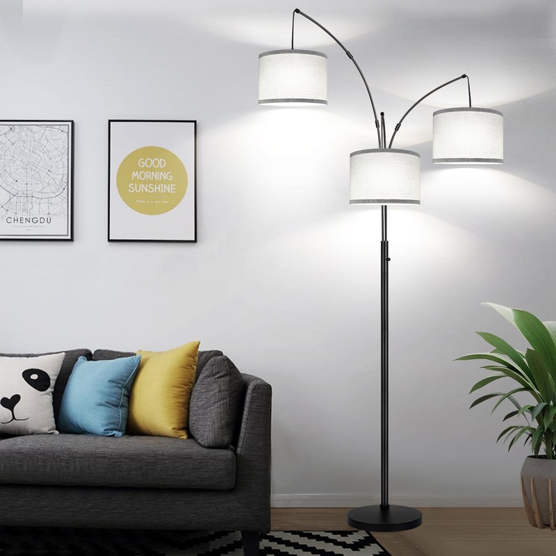 Dimmable Floor Lamp, 3 Lights Arc Floor Lamps for Living