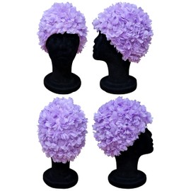 Blue Reef Virgo Floral Women's Classic Retro 3D Flower Petal Plain Pretty Stylish Vintage Swimming Cap Swimming Cap One Size Adults (Purple)