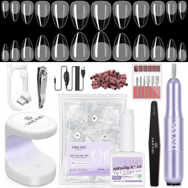 SAVILAND Advanced Gel Nail Kit: Salon Grade 30-Day Long-Wear Extra Short Almond Nails 500 Pcs Short Almond Nail Tips Kit with U V Nail Lamp Pre-Shaped 12 Sizes Complete Nail Art Kit for Salon Nail