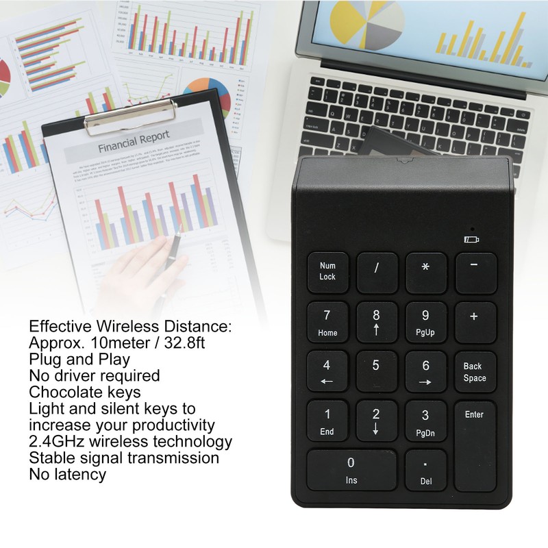 2.4G Wireless Numeric Keypad Chocolate Keys Plug and Play 18