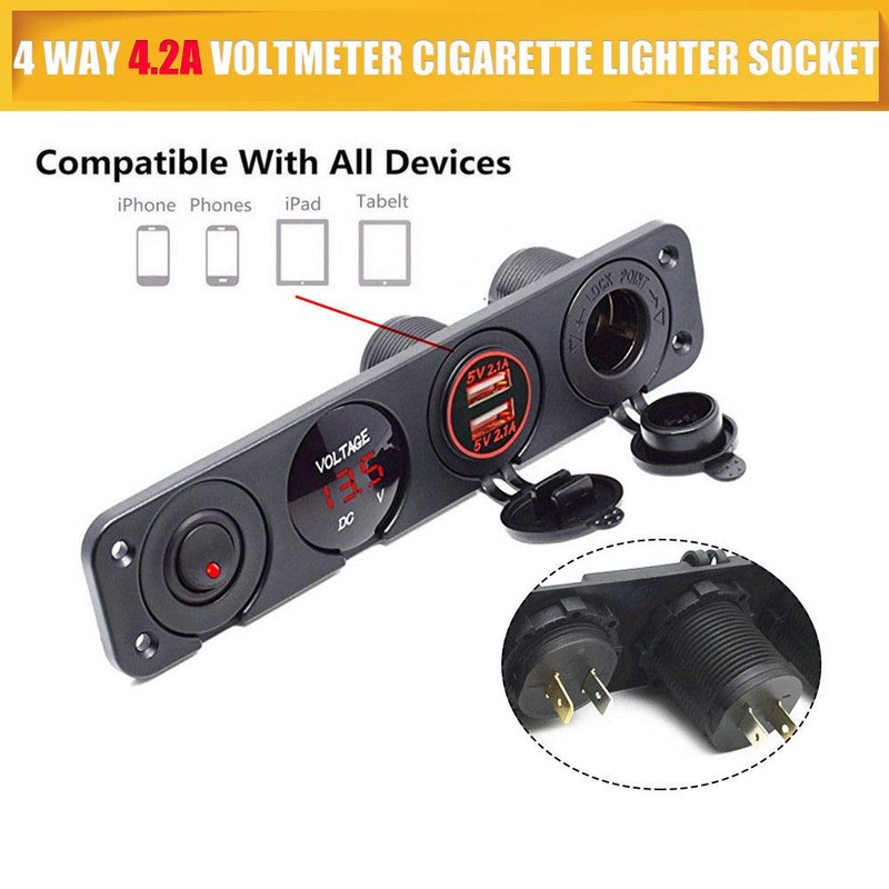 MASO 4 Hole Toggle Switch Panel with Dual USB Socket
