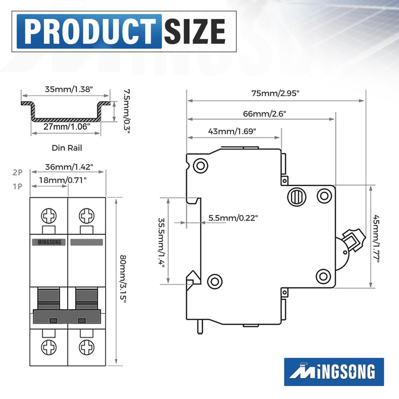 MINGSONG DC Solar Panels Disconnect Switch 32 Amp Solar Shut