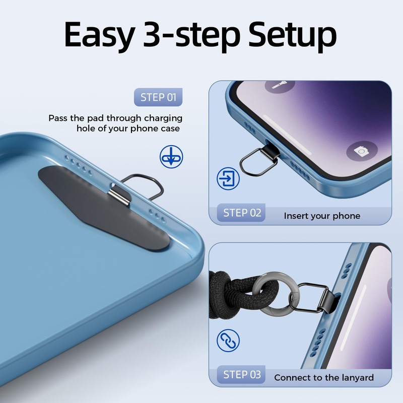 SURDOCA Phone Tether Tab Thin, 2 Pcs Phone Lanyard Tab