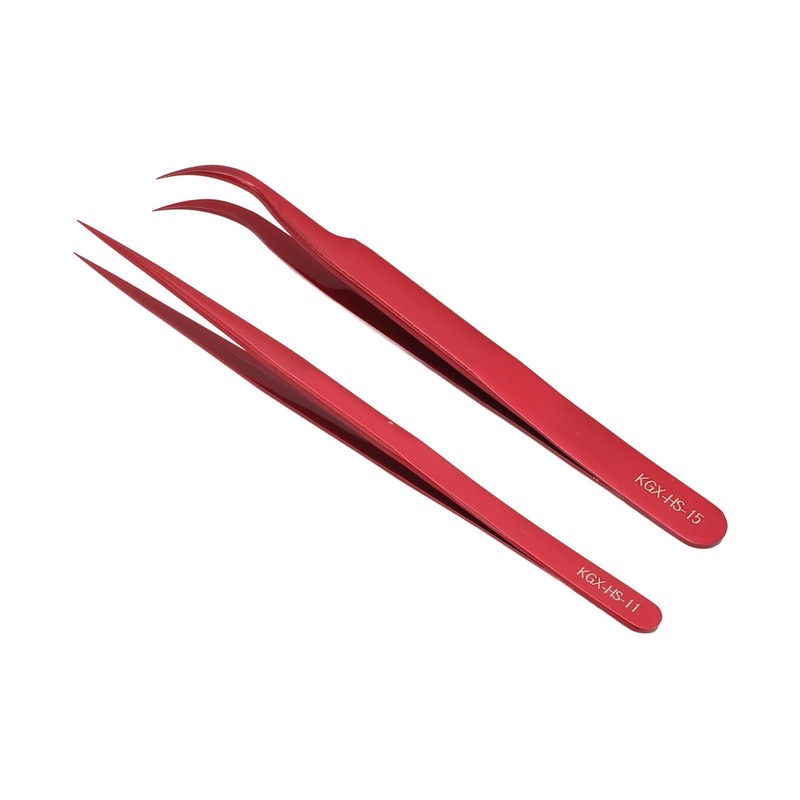 Tweezer Set Aluminum Alloy Curved Straight Head Anti Magnectic Accuracy