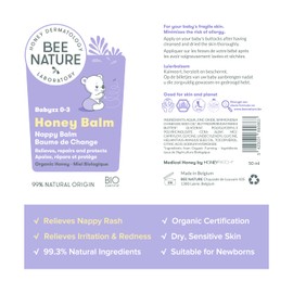 Bee Nature - Baby Wound Protection Cream - Organic Honey - Relieves Skin Rash, Eczema and Redness - Nappy Balm - Soothes and Regenerates - All Skin Types - 50 ml