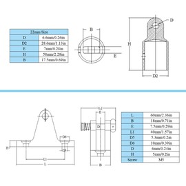 2 Pack Deck Hinges, 316 Stainless Steel Boat Bimini Top Connectors Marine Awning Fixing Hardware Fits for 22mm/0.86in OD Round Tube